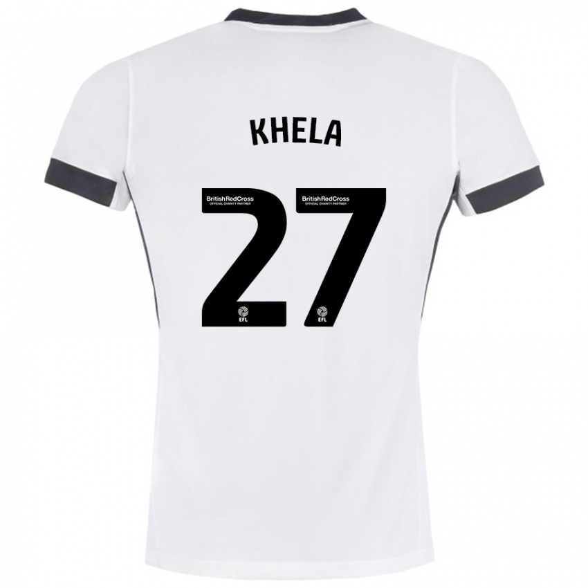 Kinder Brandon Khela #27 Weiß Schwarz Auswärtstrikot Trikot 2024/25 T-Shirt