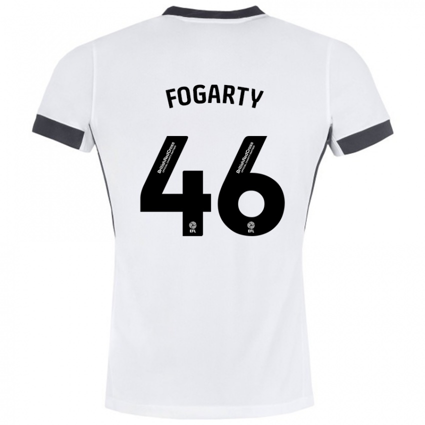 Kinder Tom Fogarty #46 Weiß Schwarz Auswärtstrikot Trikot 2024/25 T-Shirt