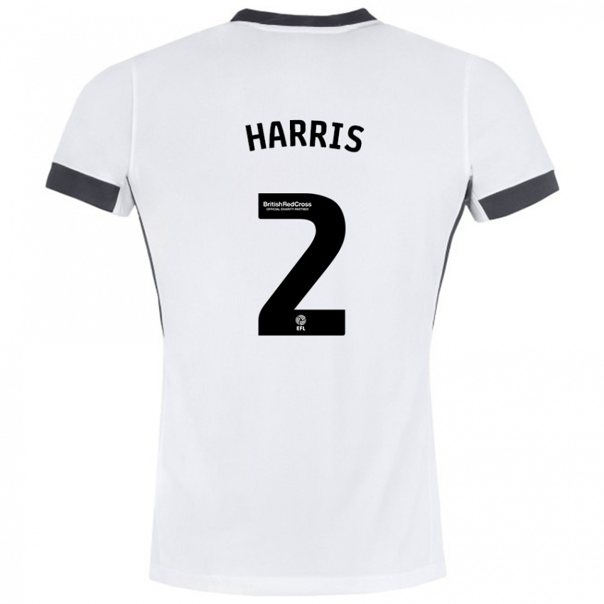 Kinder Martha Harris #2 Weiß Schwarz Auswärtstrikot Trikot 2024/25 T-Shirt