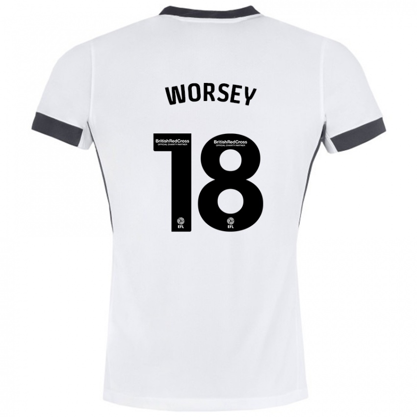 Kinder Louanne Worsey #18 Weiß Schwarz Auswärtstrikot Trikot 2024/25 T-Shirt