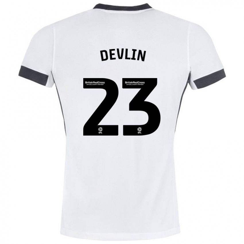 Kinder Charlotte Devlin #23 Weiß Schwarz Auswärtstrikot Trikot 2024/25 T-Shirt