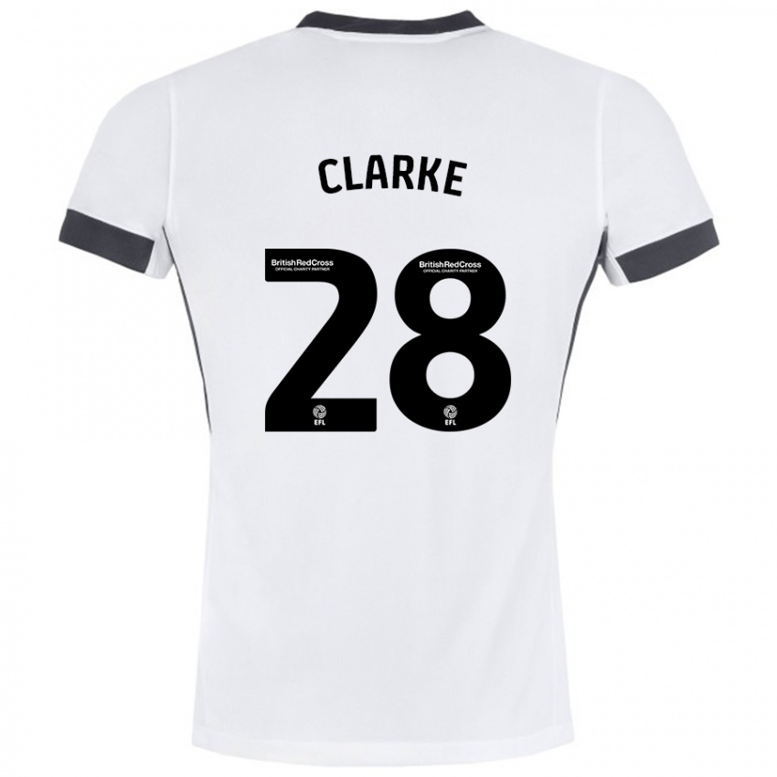 Kinder Charlotte Clarke #28 Weiß Schwarz Auswärtstrikot Trikot 2024/25 T-Shirt