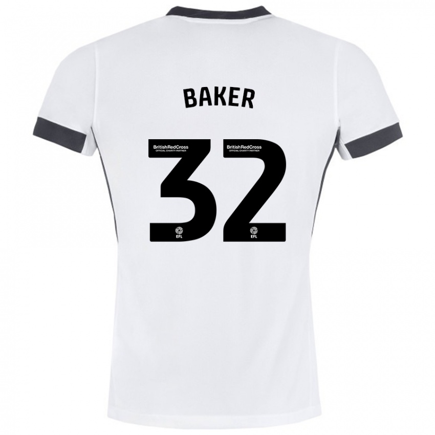 Kinder Ava Baker #32 Weiß Schwarz Auswärtstrikot Trikot 2024/25 T-Shirt