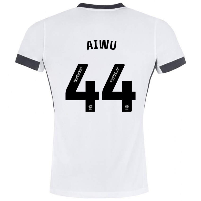 Kinder Emanuel Aiwu #44 Weiß Schwarz Auswärtstrikot Trikot 2024/25 T-Shirt