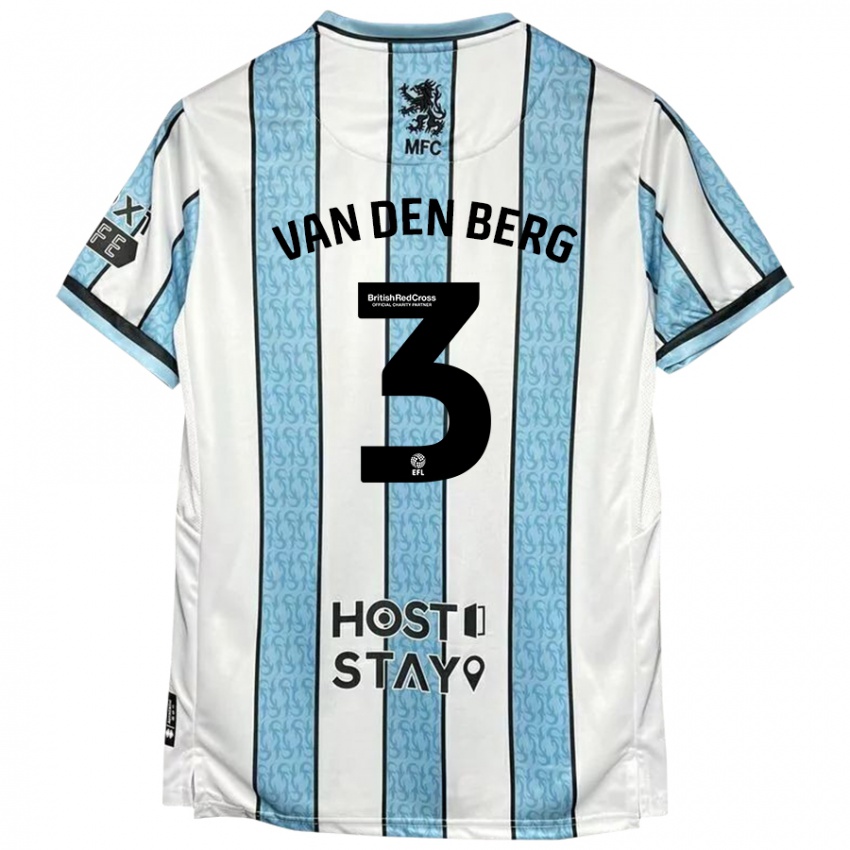 Kinder Rav Van Den Berg #3 Weiß Blau Auswärtstrikot Trikot 2024/25 T-Shirt