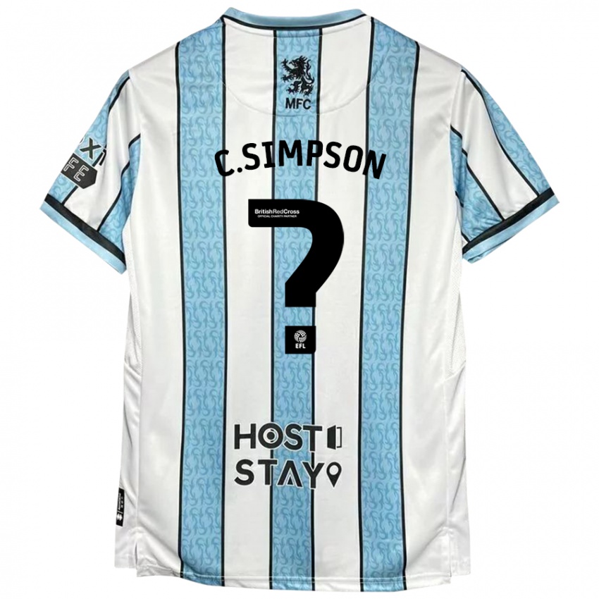 Kinder Cameron Simpson #0 Weiß Blau Auswärtstrikot Trikot 2024/25 T-Shirt