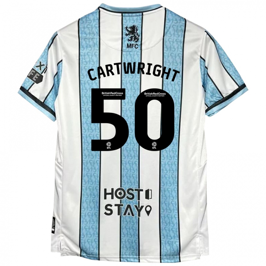 Kinder Fin Cartwright #50 Weiß Blau Auswärtstrikot Trikot 2024/25 T-Shirt