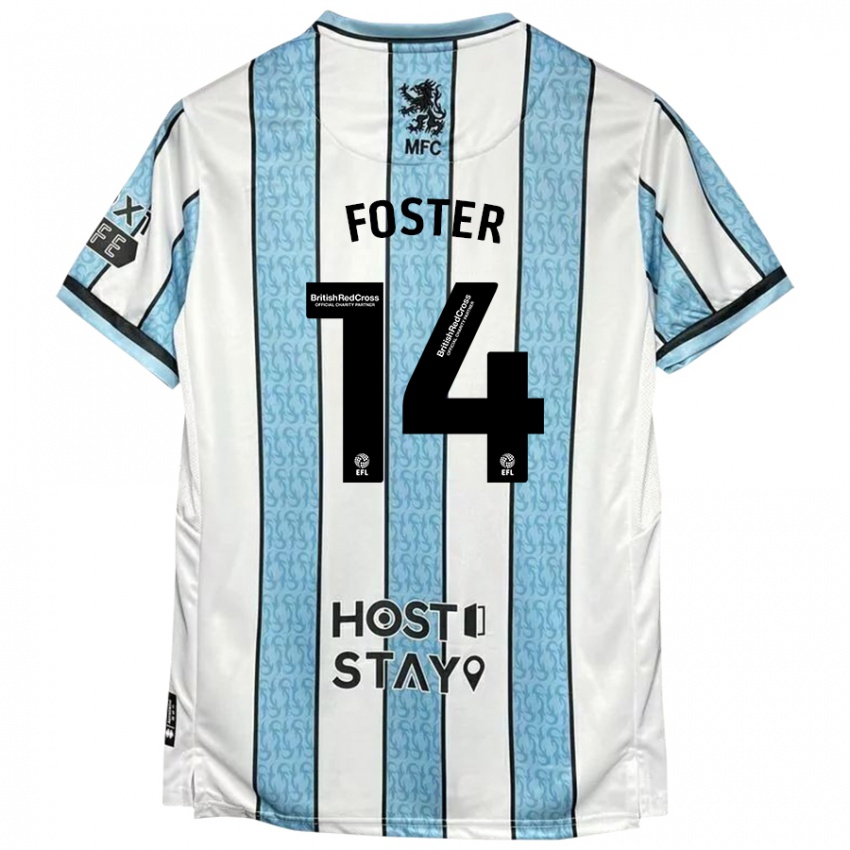 Kinder Emma Foster #14 Weiß Blau Auswärtstrikot Trikot 2024/25 T-Shirt