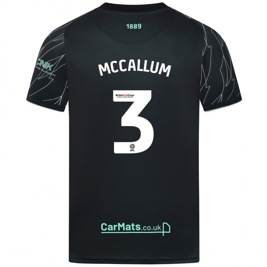 Kinder Sam Mccallum #3 Schwarz Grün Auswärtstrikot Trikot 2024/25 T-Shirt