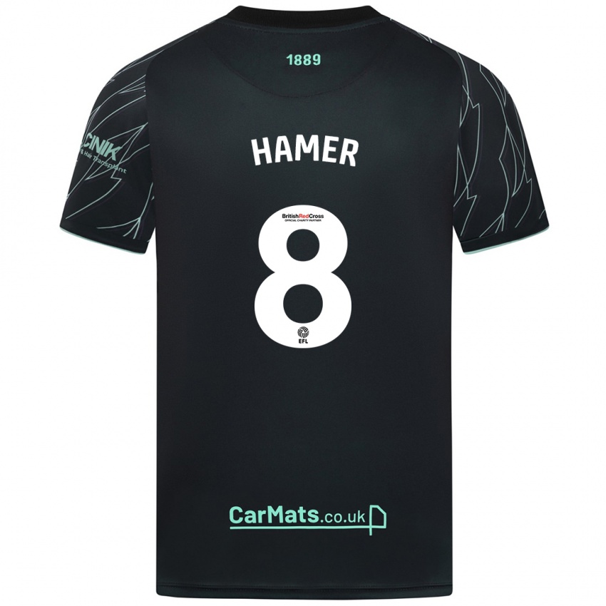 Kinder Gustavo Hamer #8 Schwarz Grün Auswärtstrikot Trikot 2024/25 T-Shirt