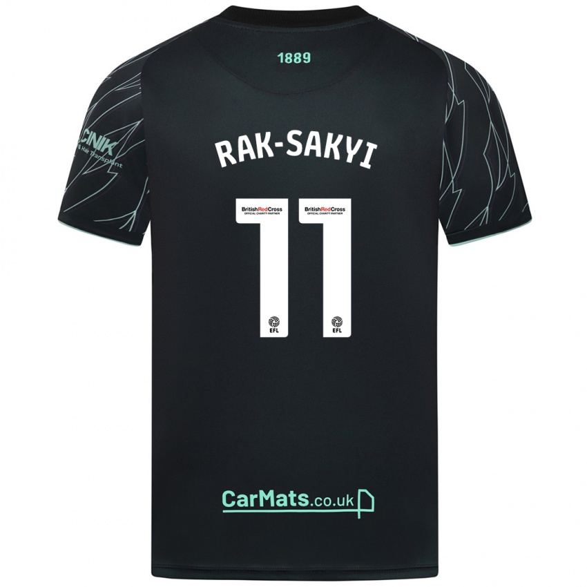 Kinder Jesurun Rak-Sakyi #11 Schwarz Grün Auswärtstrikot Trikot 2024/25 T-Shirt