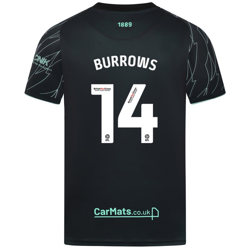 Kinder Harrison Burrows #14 Schwarz Grün Auswärtstrikot Trikot 2024/25 T-Shirt