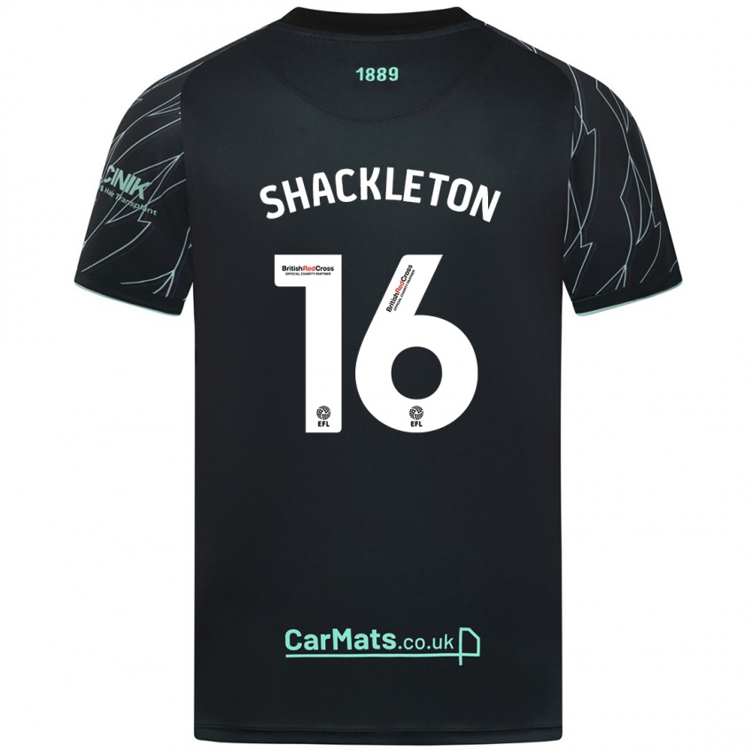 Kinder Jamie Shackleton #16 Schwarz Grün Auswärtstrikot Trikot 2024/25 T-Shirt