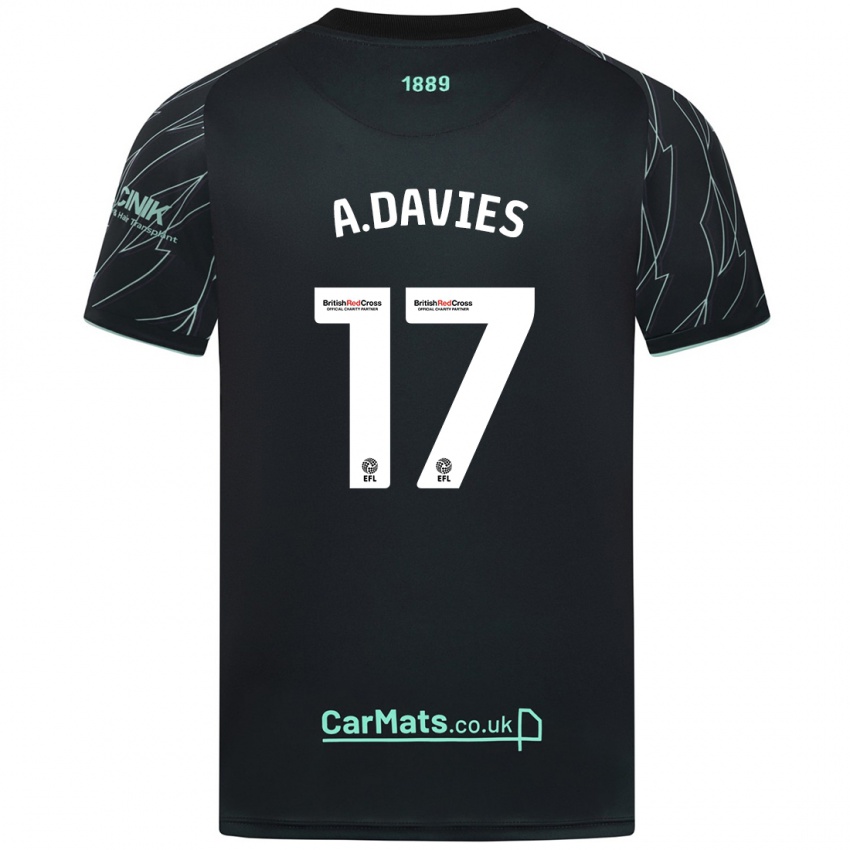 Kinder Adam Davies #17 Schwarz Grün Auswärtstrikot Trikot 2024/25 T-Shirt