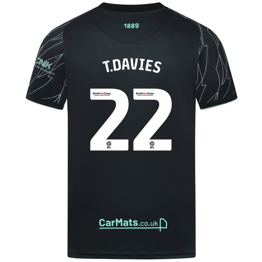 Kinder Tom Davies #22 Schwarz Grün Auswärtstrikot Trikot 2024/25 T-Shirt