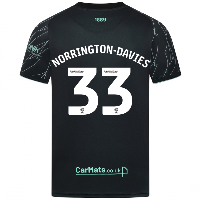 Kinder Rhys Norrington-Davies #33 Schwarz Grün Auswärtstrikot Trikot 2024/25 T-Shirt