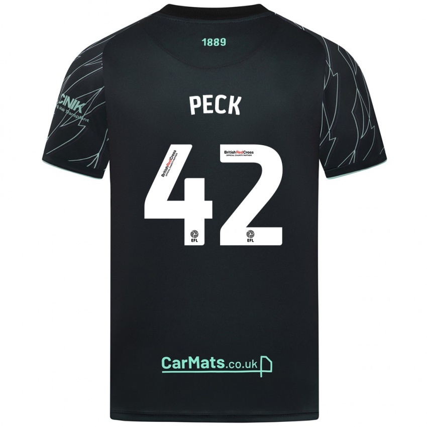 Kinder Sydie Peck #42 Schwarz Grün Auswärtstrikot Trikot 2024/25 T-Shirt