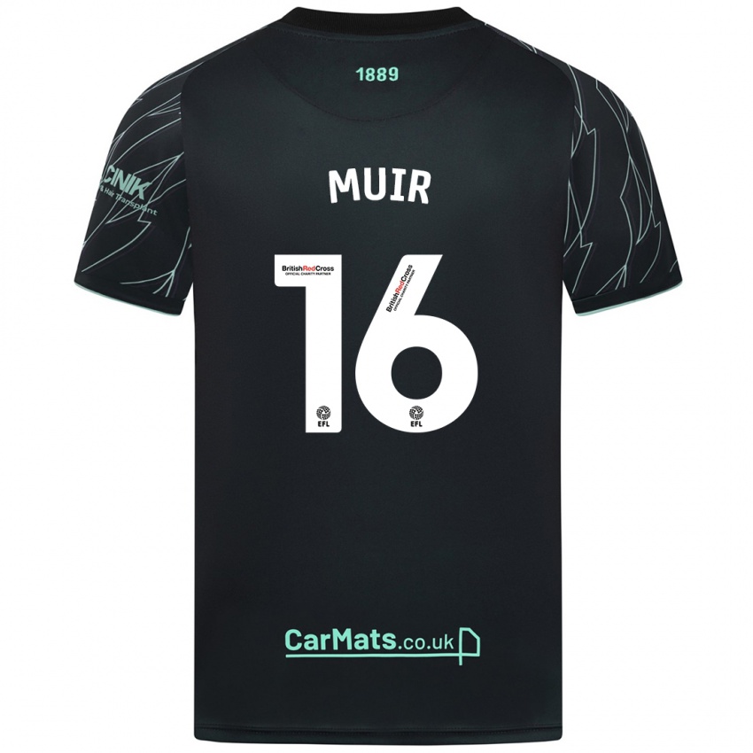 Kinder Chene Muir #16 Schwarz Grün Auswärtstrikot Trikot 2024/25 T-Shirt