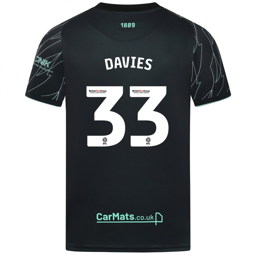 Kinder Bethan Davies #33 Schwarz Grün Auswärtstrikot Trikot 2024/25 T-Shirt