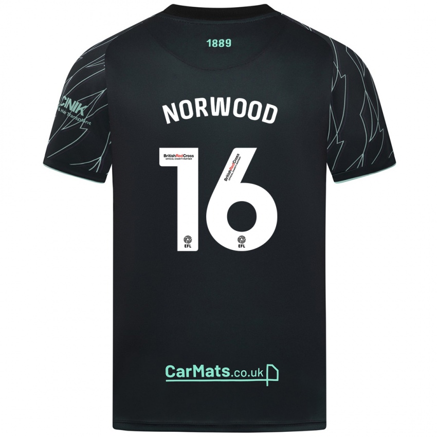 Kinder Oliver Norwood #16 Schwarz Grün Auswärtstrikot Trikot 2024/25 T-Shirt