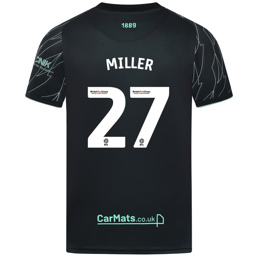 Kinder Lara Miller #27 Schwarz Grün Auswärtstrikot Trikot 2024/25 T-Shirt