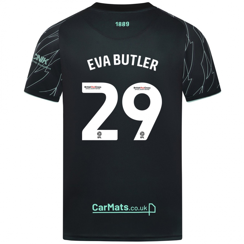 Kinder Eva Butler #29 Schwarz Grün Auswärtstrikot Trikot 2024/25 T-Shirt