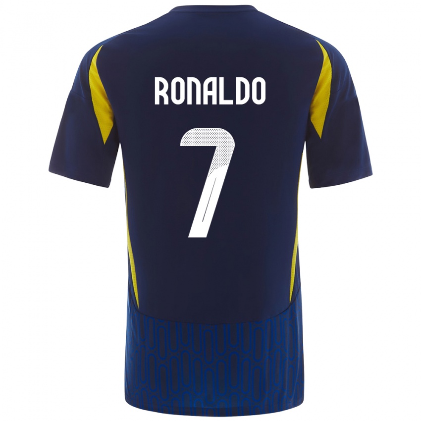 Kinder Cristiano Ronaldo #7 Blau Gelb Auswärtstrikot Trikot 2024/25 T-Shirt