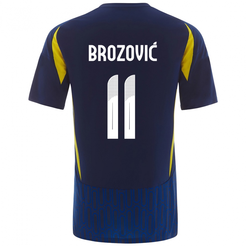 Kinder Marcelo Brozovic #11 Blau Gelb Auswärtstrikot Trikot 2024/25 T-Shirt