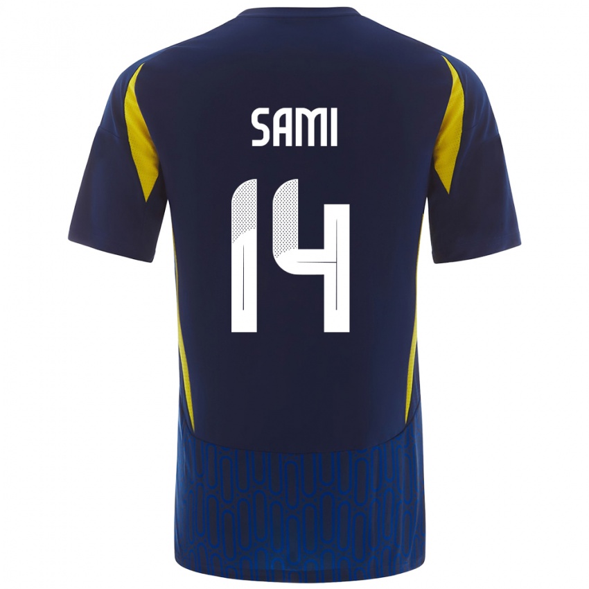 Kinder Sami Al-Najei #14 Blau Gelb Auswärtstrikot Trikot 2024/25 T-Shirt