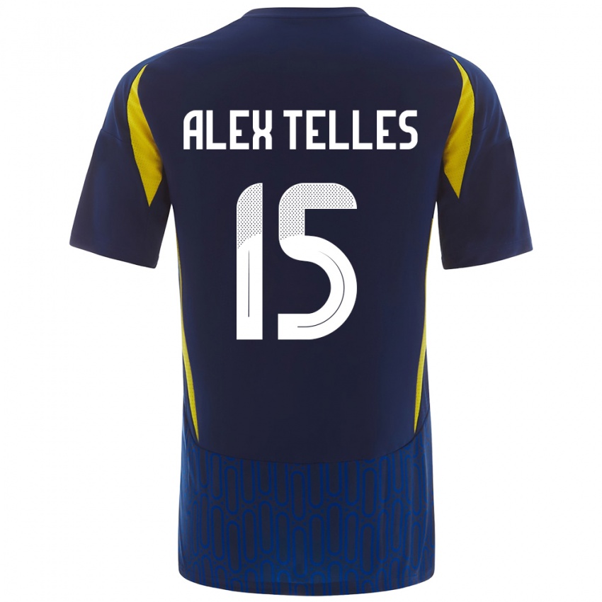 Kinder Alex Telles #15 Blau Gelb Auswärtstrikot Trikot 2024/25 T-Shirt