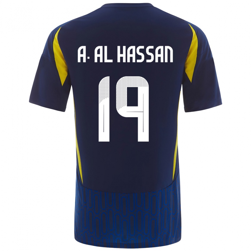 Kinder Ali Al-Hassan #19 Blau Gelb Auswärtstrikot Trikot 2024/25 T-Shirt