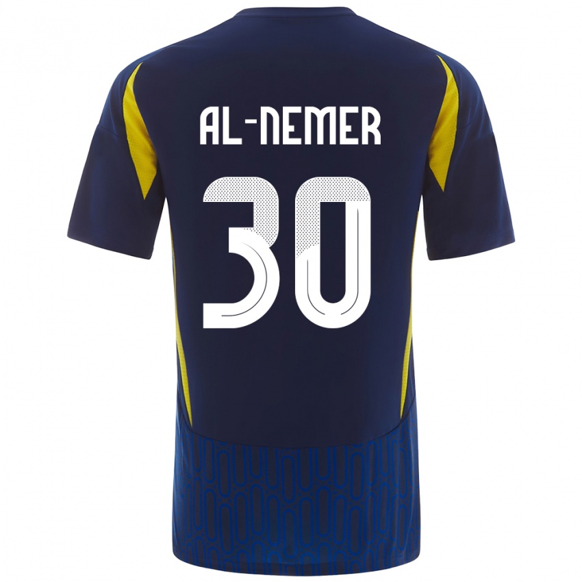 Kinder Meshari Al-Nemer #30 Blau Gelb Auswärtstrikot Trikot 2024/25 T-Shirt