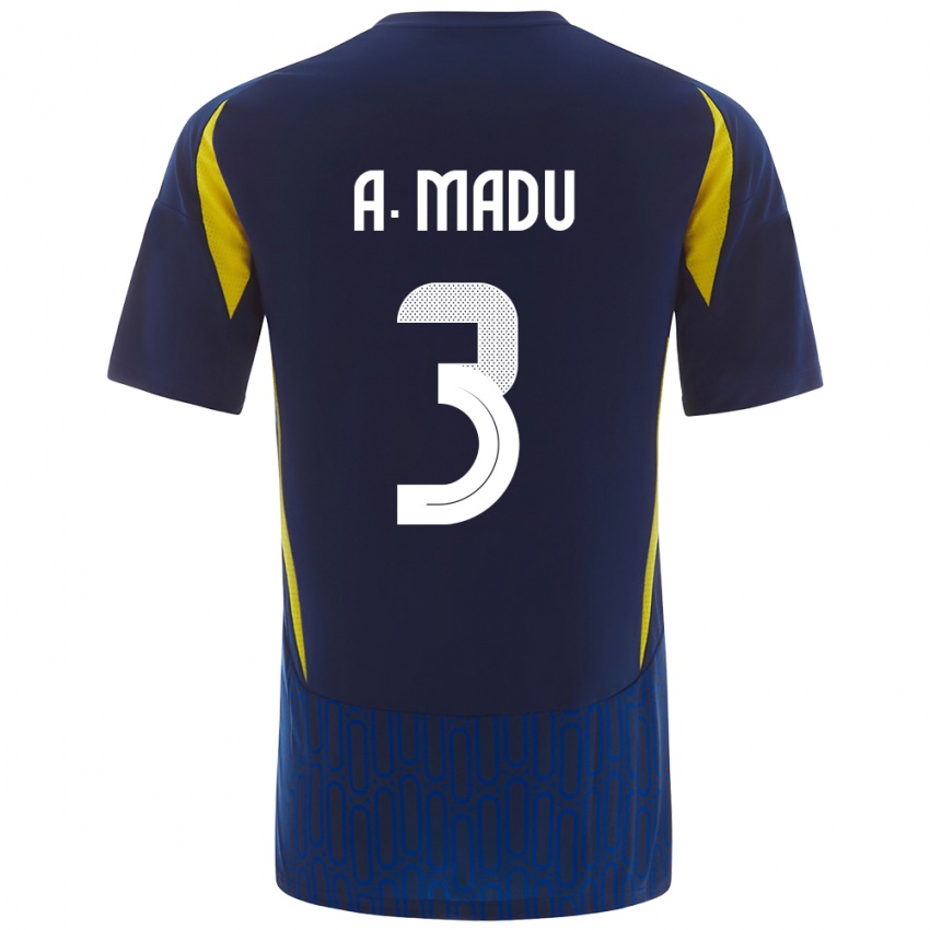 Kinder Abdullah Madu #3 Blau Gelb Auswärtstrikot Trikot 2024/25 T-Shirt