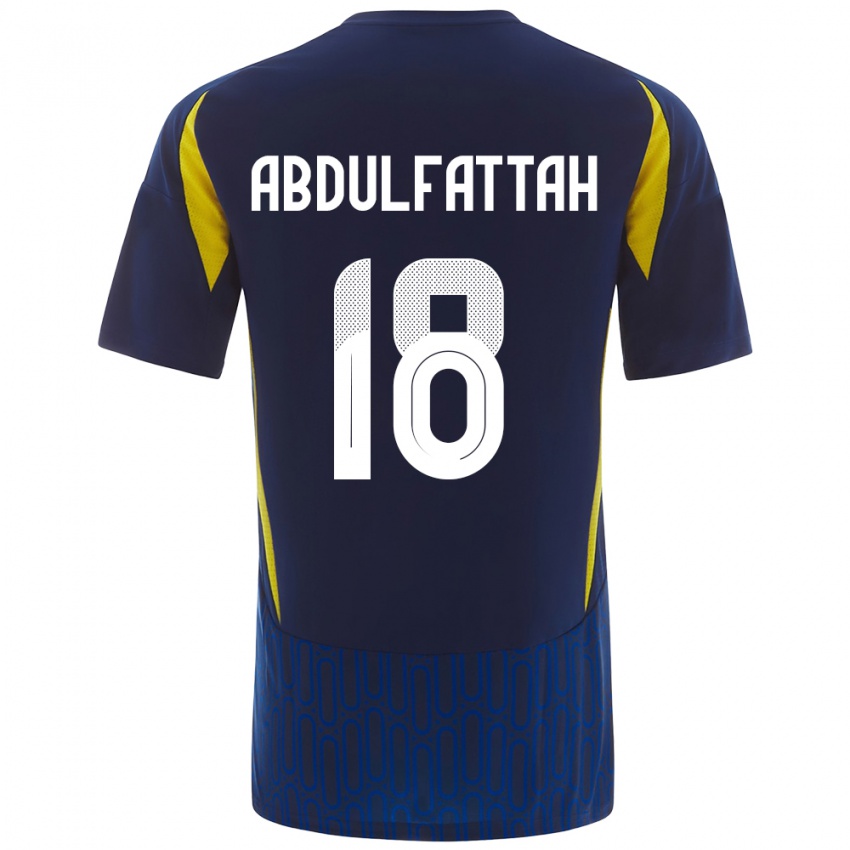 Kinder Abdulfattah Adam #18 Blau Gelb Auswärtstrikot Trikot 2024/25 T-Shirt