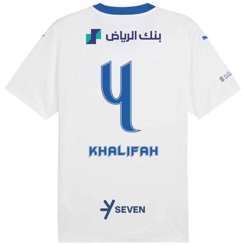 Kinder Khalifah Al-Dawsari #4 Weiß Blau Auswärtstrikot Trikot 2024/25 T-Shirt