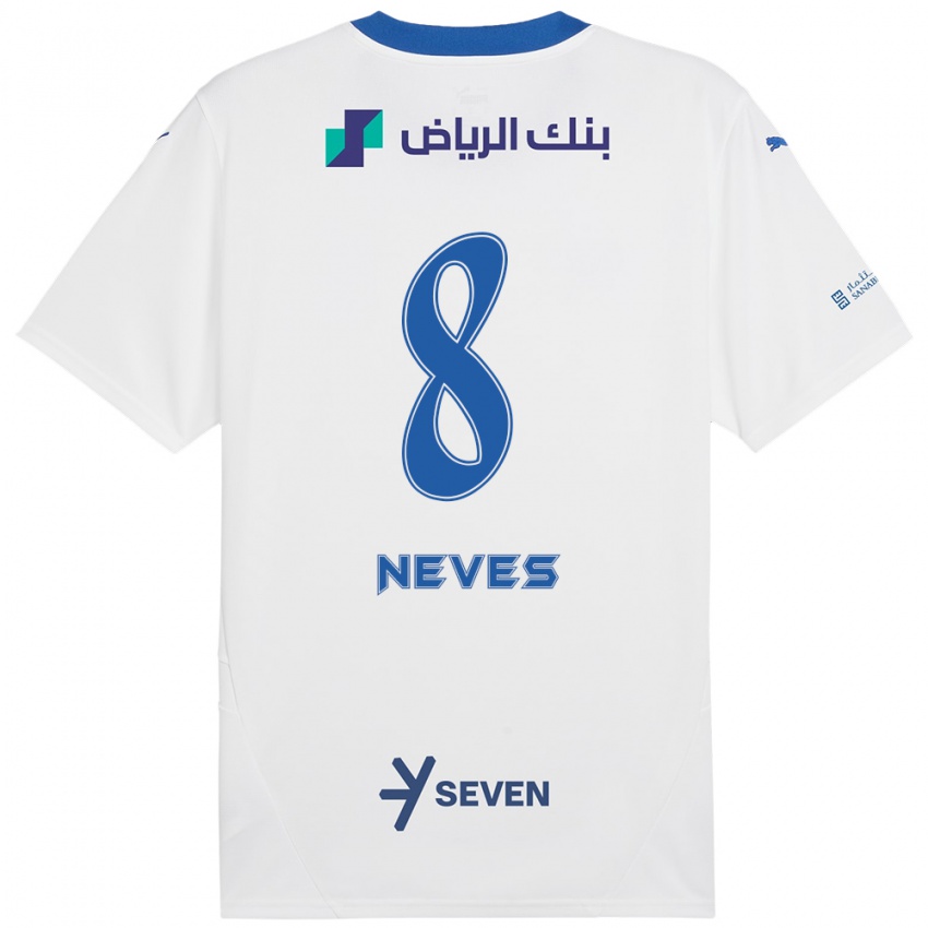 Kinder Rúben Neves #8 Weiß Blau Auswärtstrikot Trikot 2024/25 T-Shirt