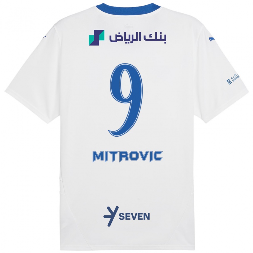 Kinder Aleksandar Mitrovic #9 Weiß Blau Auswärtstrikot Trikot 2024/25 T-Shirt