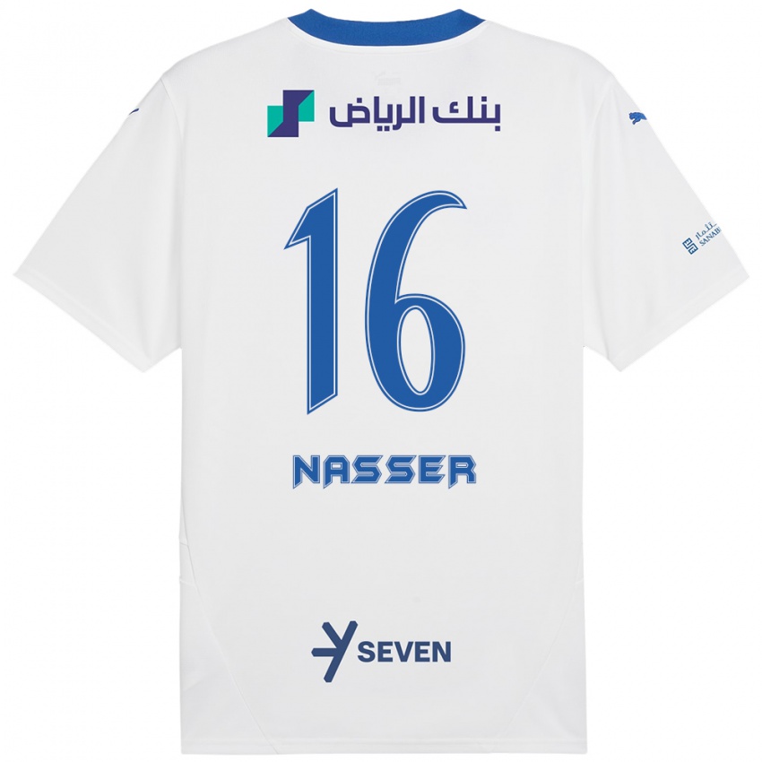 Kinder Nasser Al-Dawsari #16 Weiß Blau Auswärtstrikot Trikot 2024/25 T-Shirt