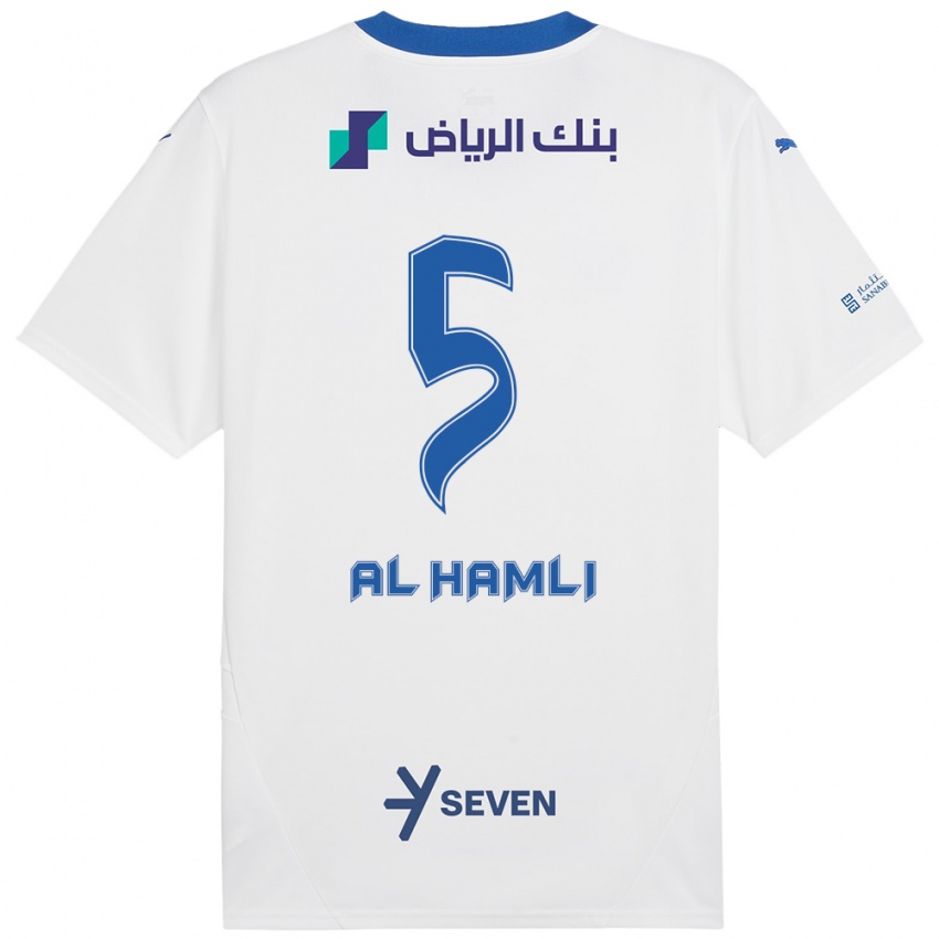 Kinder Noura Al-Hamli #5 Weiß Blau Auswärtstrikot Trikot 2024/25 T-Shirt