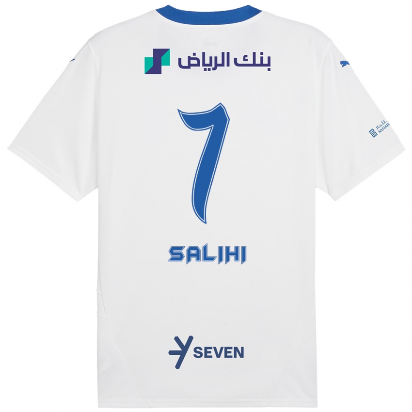 Kinder Shokhan Salihi #7 Weiß Blau Auswärtstrikot Trikot 2024/25 T-Shirt