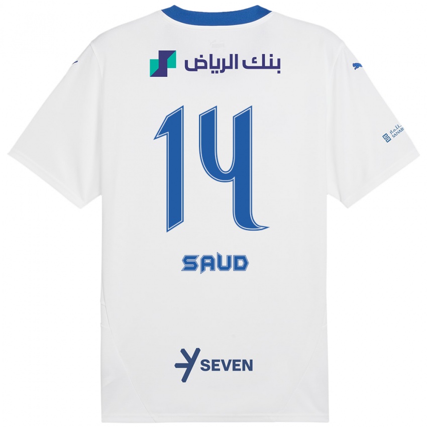 Kinder Nouf Saud #14 Weiß Blau Auswärtstrikot Trikot 2024/25 T-Shirt