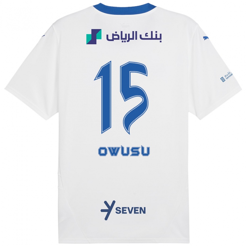 Kinder Mavis Owusu #15 Weiß Blau Auswärtstrikot Trikot 2024/25 T-Shirt