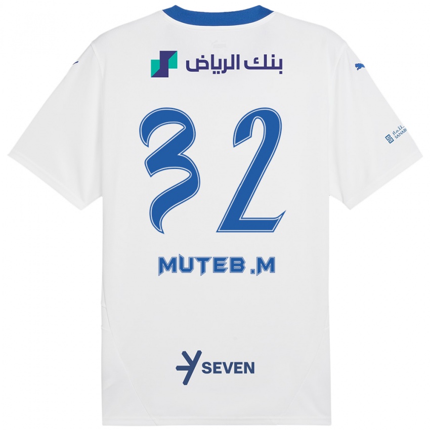 Kinder Muteb Al-Mufarrij #32 Weiß Blau Auswärtstrikot Trikot 2024/25 T-Shirt