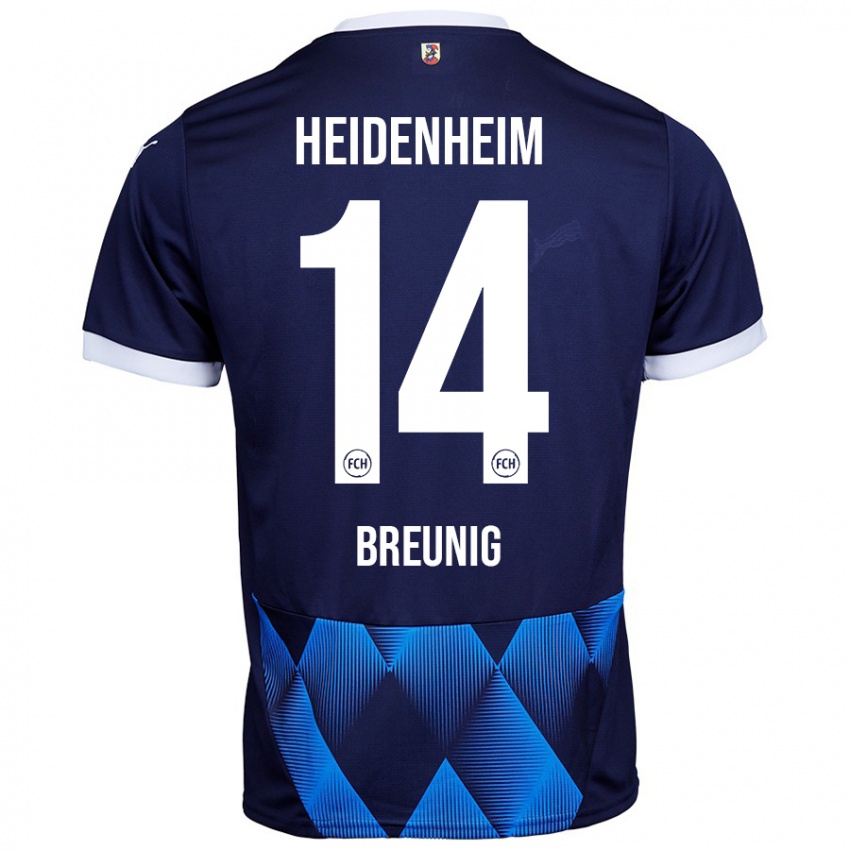 Kinder Maximilian Breunig #14 Dunkel Marineblau Auswärtstrikot Trikot 2024/25 T-Shirt