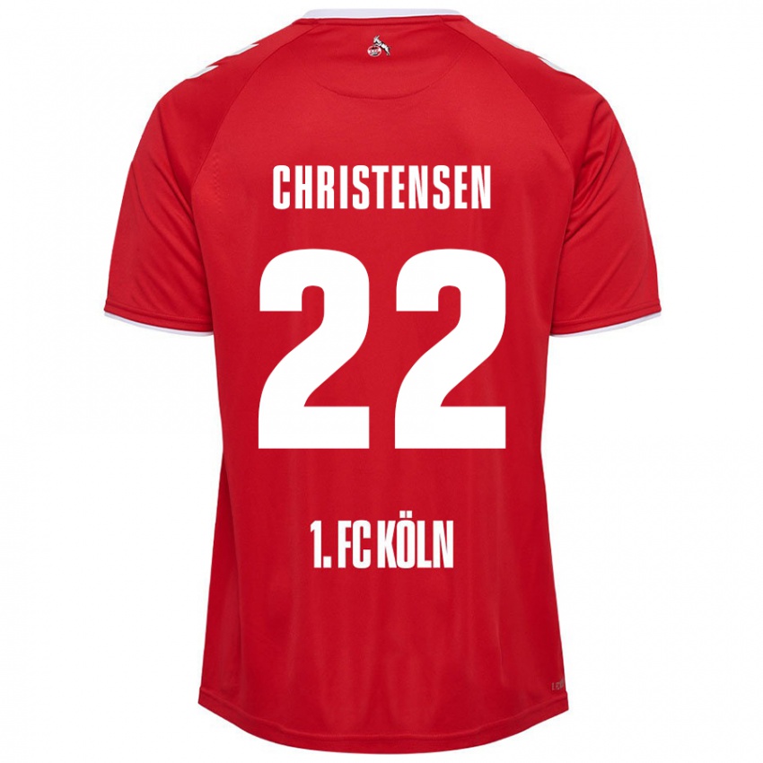 Kinder Jacob Christensen #22 Rot Weiß Auswärtstrikot Trikot 2024/25 T-Shirt