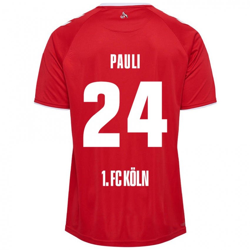 Kinder Julian Pauli #24 Rot Weiß Auswärtstrikot Trikot 2024/25 T-Shirt