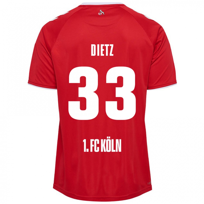 Kinder Florian Dietz #33 Rot Weiß Auswärtstrikot Trikot 2024/25 T-Shirt