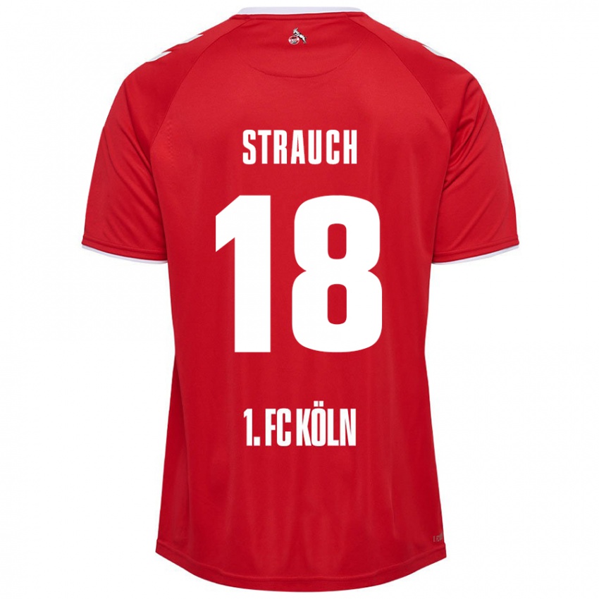 Kinder Georg Strauch #18 Rot Weiß Auswärtstrikot Trikot 2024/25 T-Shirt