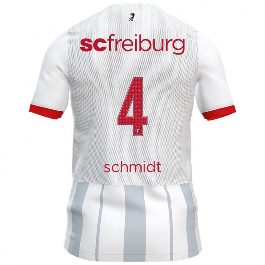 Kinder Kenneth Schmidt #4 Weiß Grau Auswärtstrikot Trikot 2024/25 T-Shirt