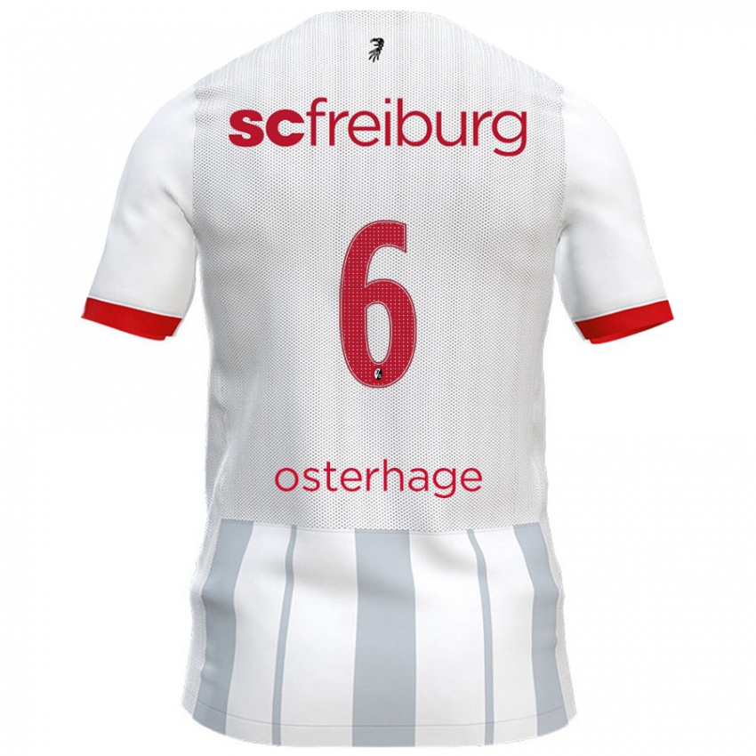 Kinder Patrick Osterhage #6 Weiß Grau Auswärtstrikot Trikot 2024/25 T-Shirt